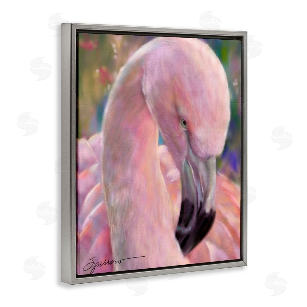 Mary Sparrow Mingo The Flamingo Gray Floating Frame Canvas Wall Art Print