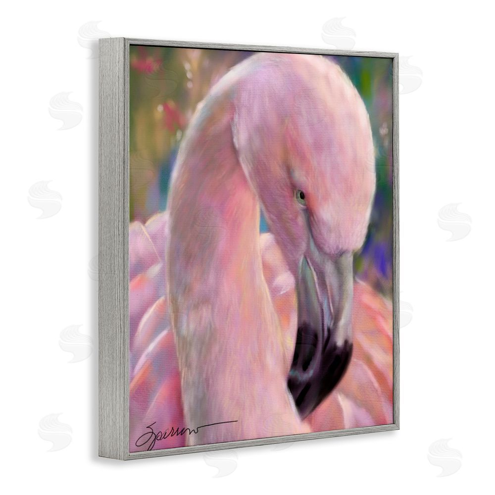 Mary Sparrow Mingo The Flamingo Gray Framed Giclee Wall Art Print