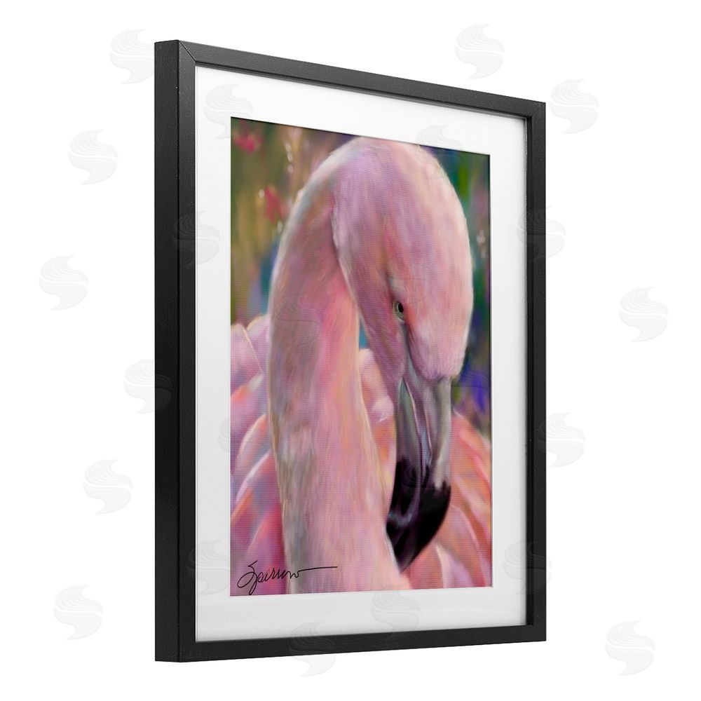 Mary Sparrow Mingo The Flamingo Black Framed Print Under Glass with White Mat Wall Art