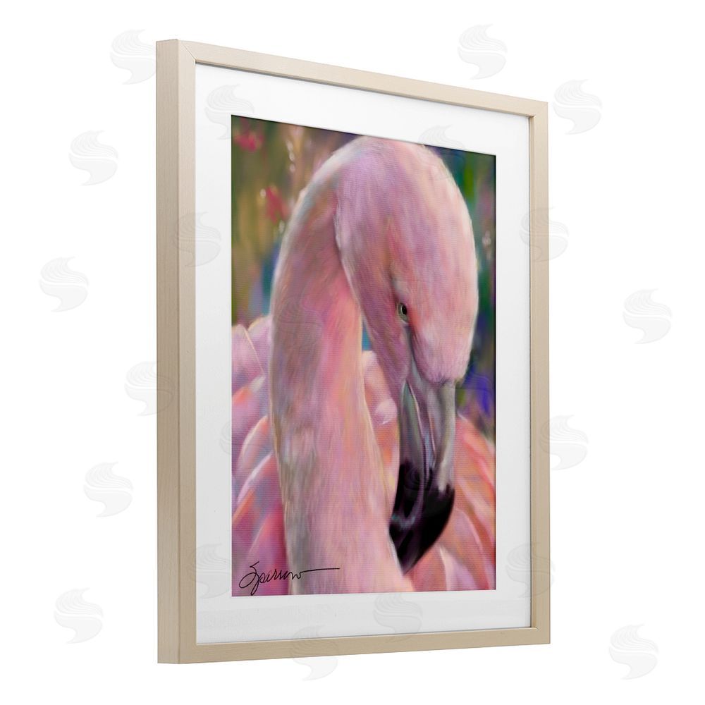 Mary Sparrow Mingo The Flamingo Birch Framed Print Under Glass with White Mat Wall Art