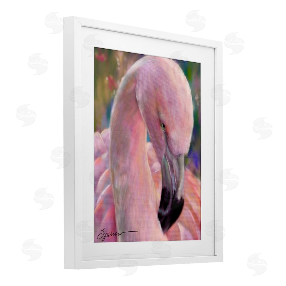 Mary Sparrow Mingo The Flamingo White Framed Print Under Glass with Mat Wall Art