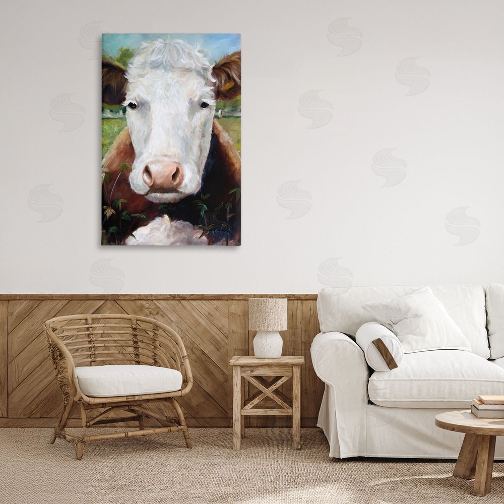 Mary Sparrow Bessie Cow Portrait Canvas Art on Wall