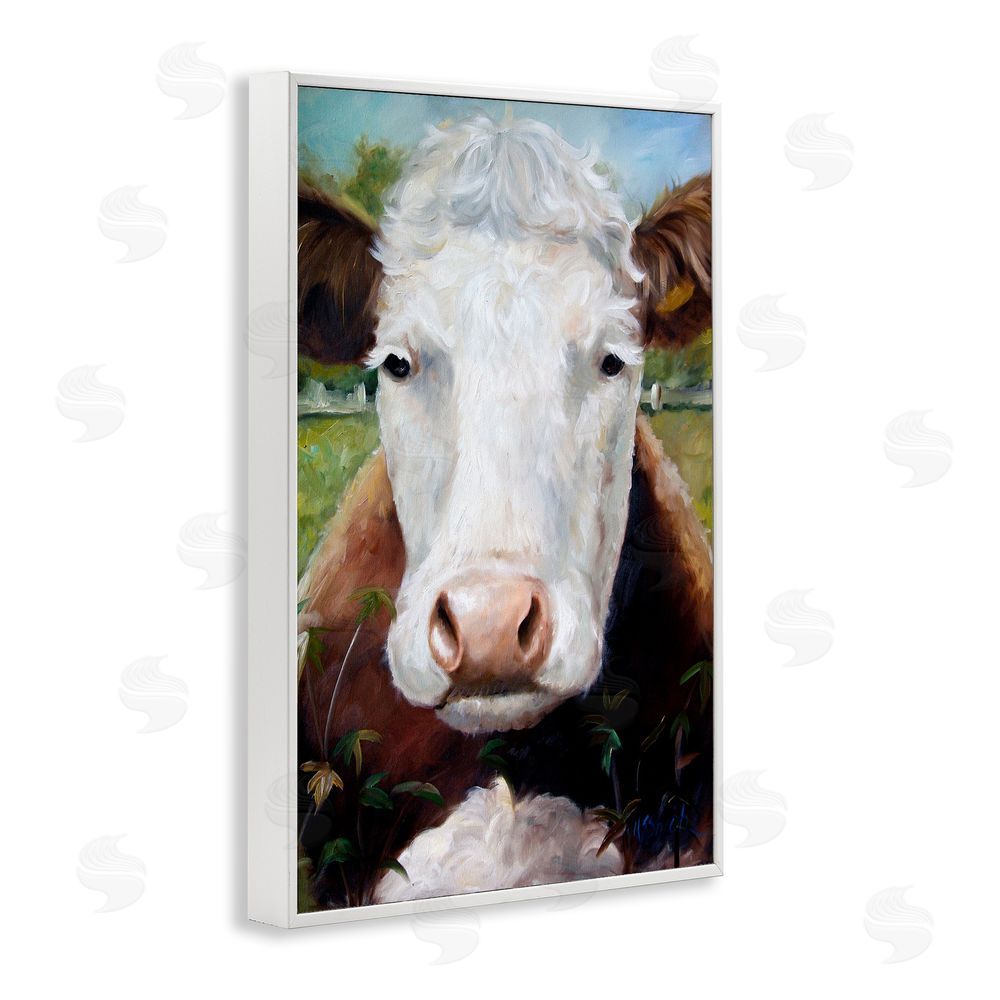 Mary Sparrow Bessie Cow Portrait White Framed Giclee Wall Art Print