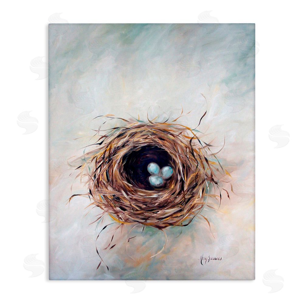 Mary Sparrow Bird Nest Triplets Canvas Wall Art Print