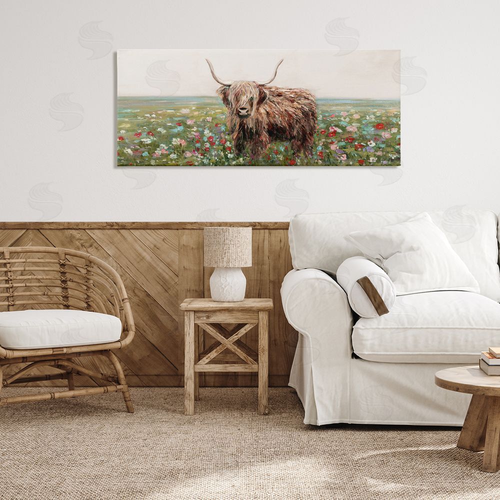 Sally Swatland Grazing In Poppy Field Stretched Canvas Wall Art in Room