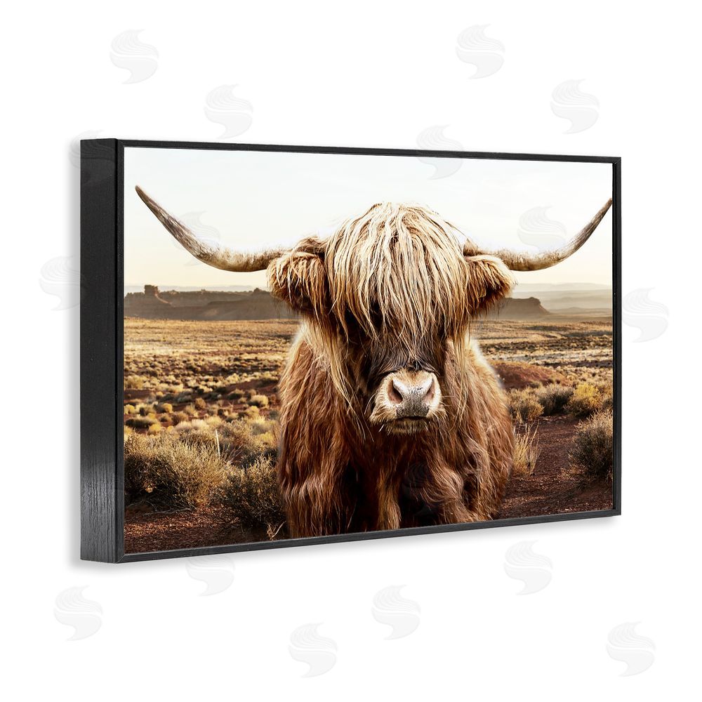 CAD Designs Rugged Vegetation Cattle Portrait Black Framed Giclee Wall Art Print