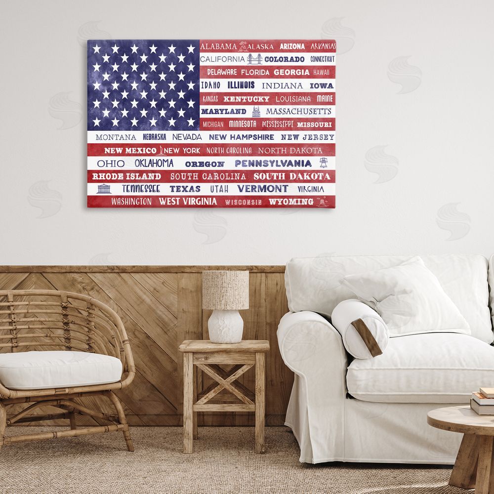 Daniela Santiago States Of America Flag Stretched Canvas Wall Art in Room