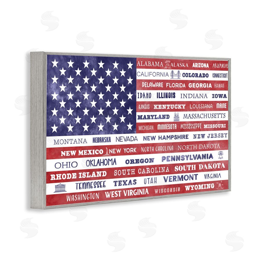 Daniela Santiago States Of America Flag Gray Framed Giclee Wall Art Print