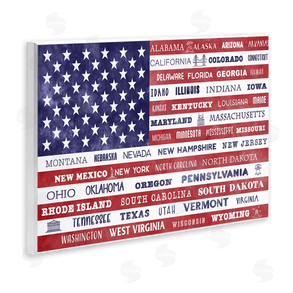 Daniela Santiago States Of America Flag Wooden Wall Plaque Art Print