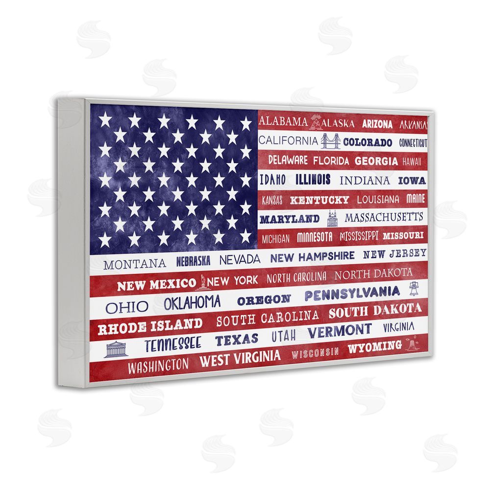 Daniela Santiago States Of America Flag White Framed Giclee Wall Art Print