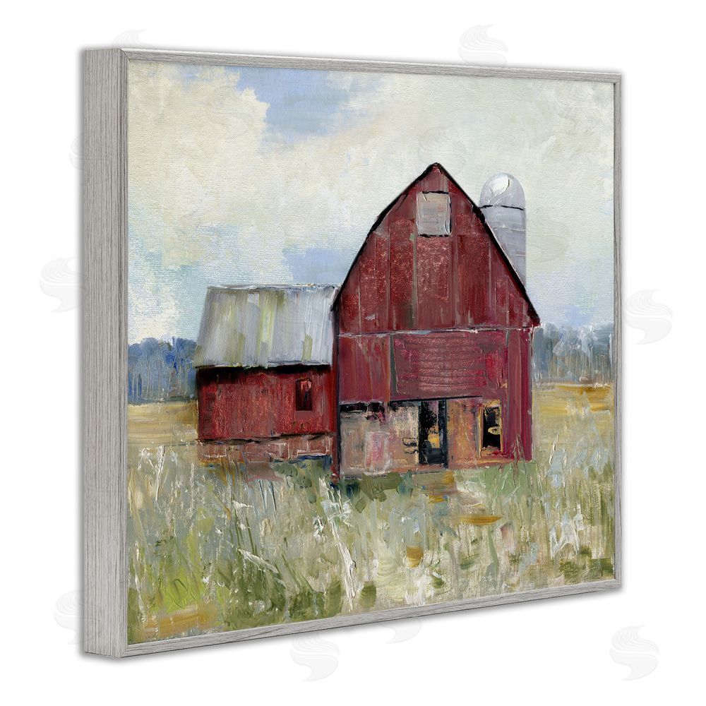 Sally Swatland Red Rugged Barn Gray Framed Giclee Wall Art Print