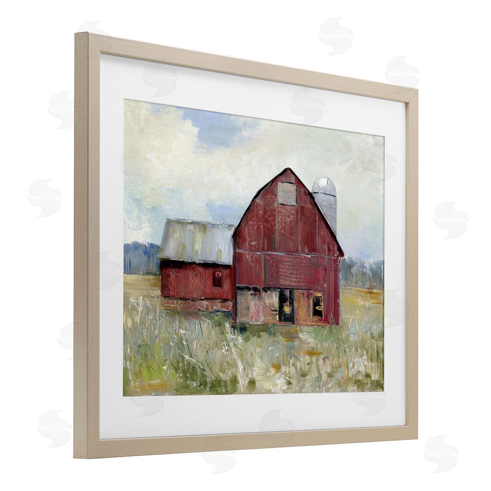 Sally Swatland Red Rugged Barn Brown Framed Print Under Glass Wall Art