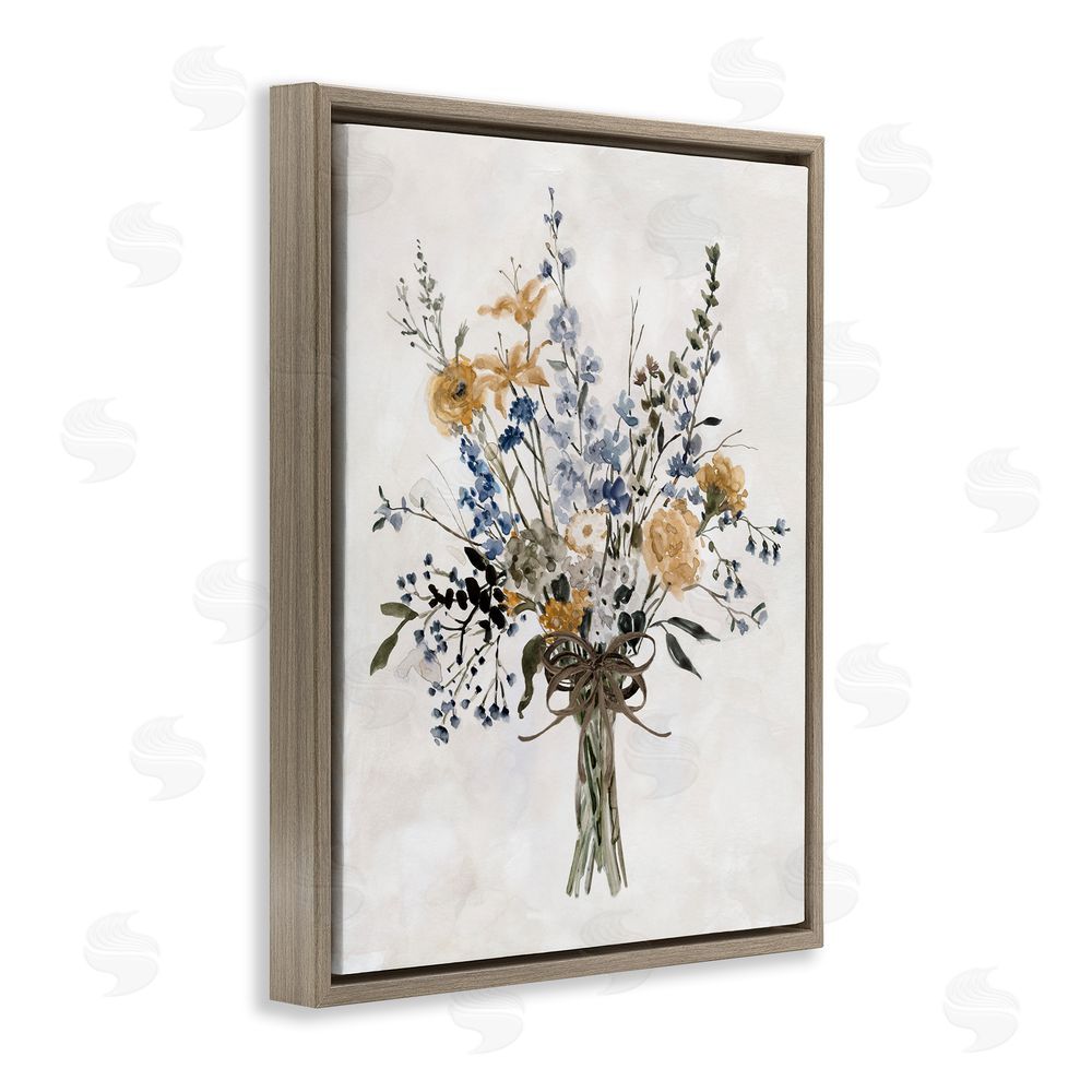 Carol Robinson Delicate Botanicals Bushel Brown Floating Frame Canvas Wall Art Print