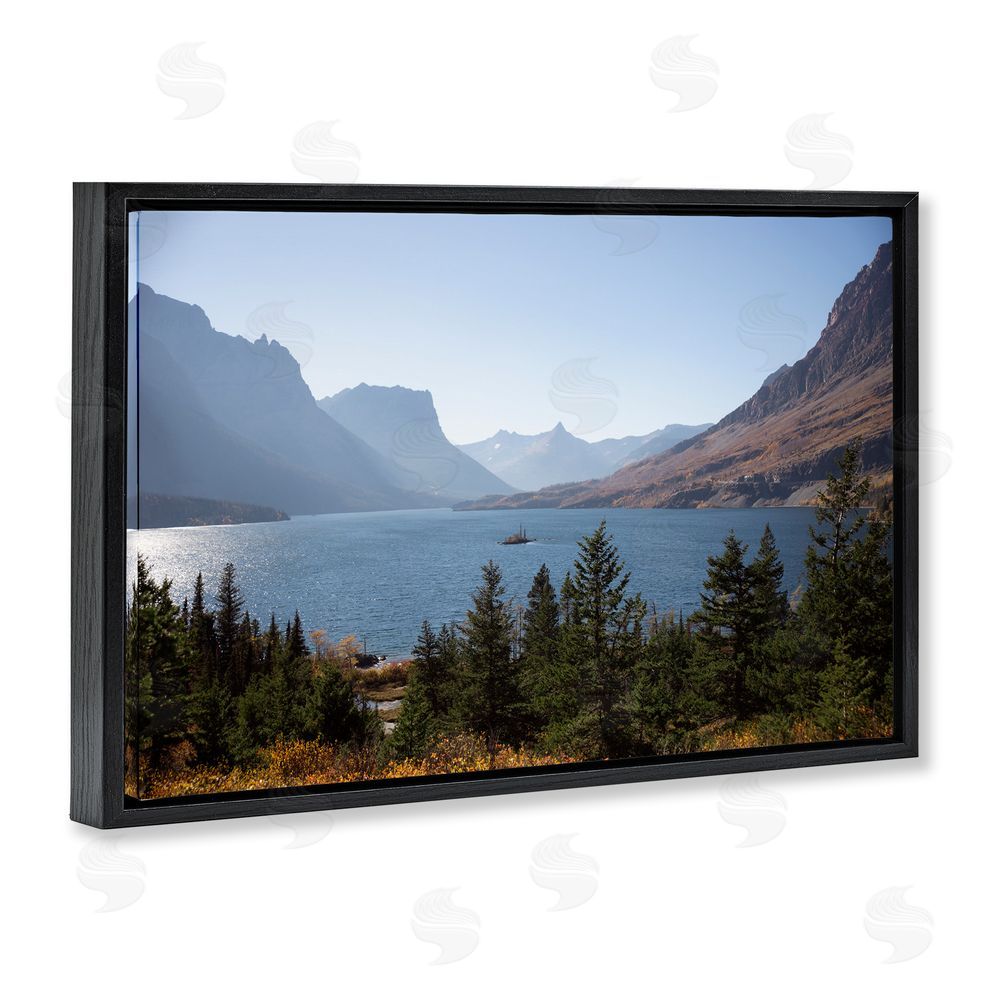 Carol Robinson Cliffs Overlooking Lake Black Floating Frame Canvas Wall Art Print