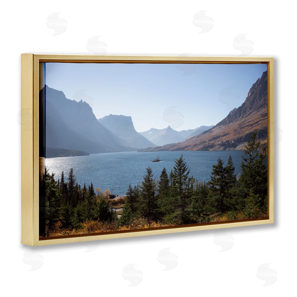 Carol Robinson Cliffs Overlooking Lake Gold Floating Frame Canvas Wall Art Print