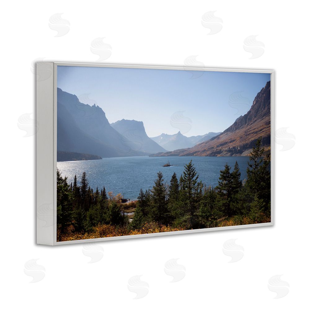 Carol Robinson Cliffs Overlooking Lake White Framed Giclee Wall Art Print