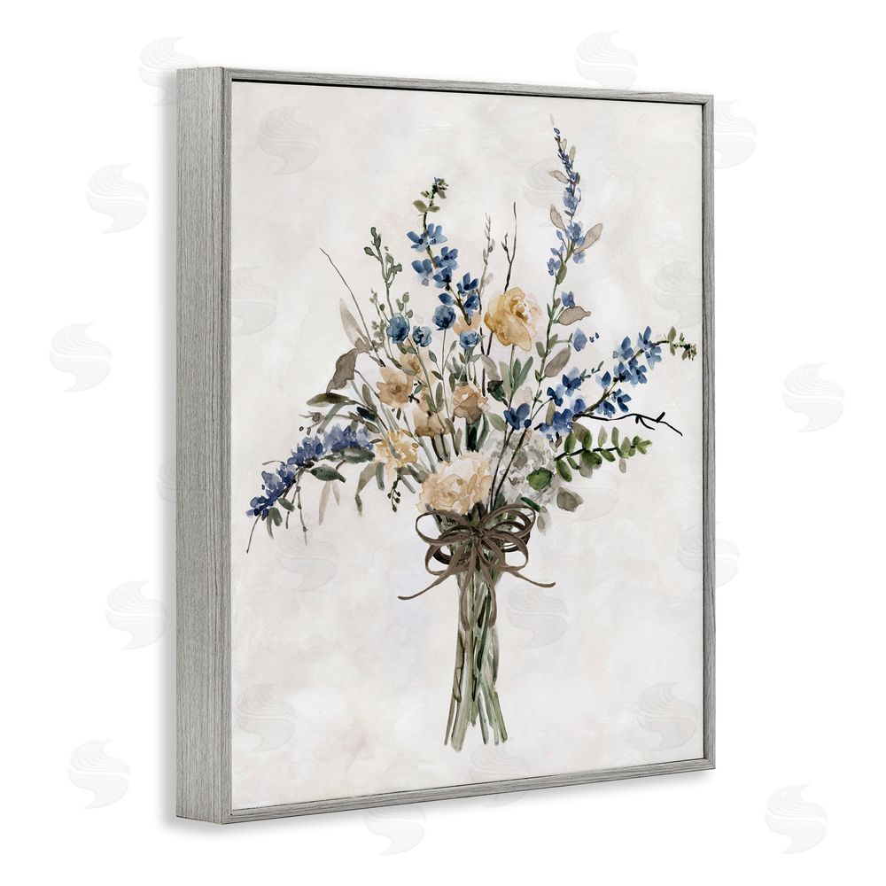 Carol Robinson Subdued Flower Bushel Gray Framed Giclee Wall Art Print