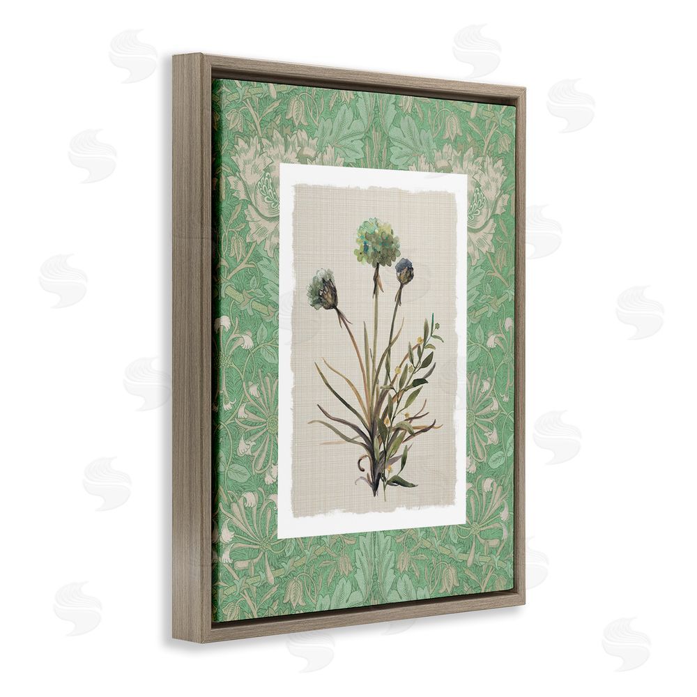 Carol Robinson Vintage Foliage in Green Brown Floating Frame Canvas Wall Art Print