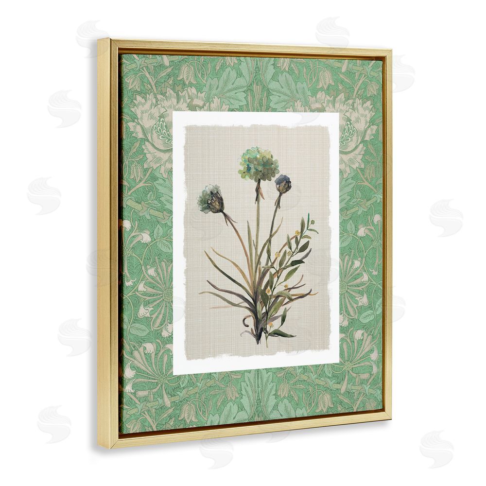 Carol Robinson Vintage Foliage in Green Gold Floating Frame Canvas Wall Art Print