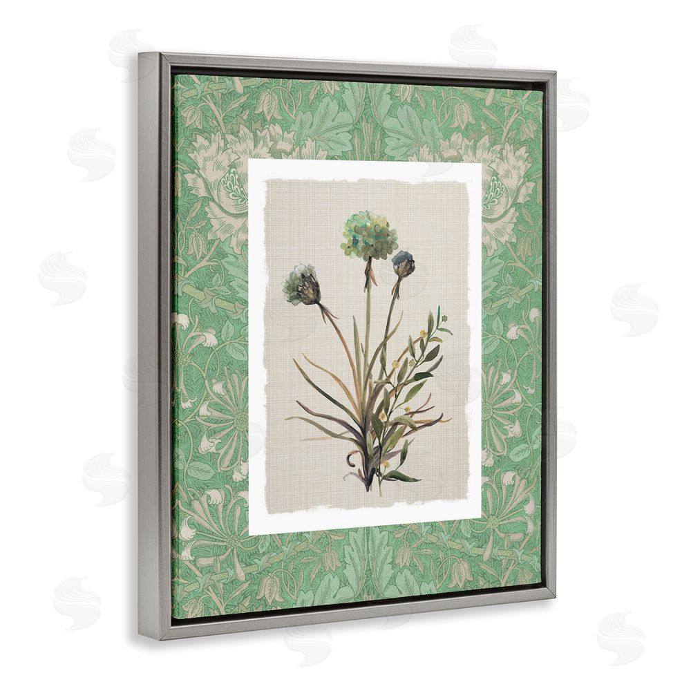 Carol Robinson Vintage Foliage in Green Gray Floating Frame Canvas Wall Art Print