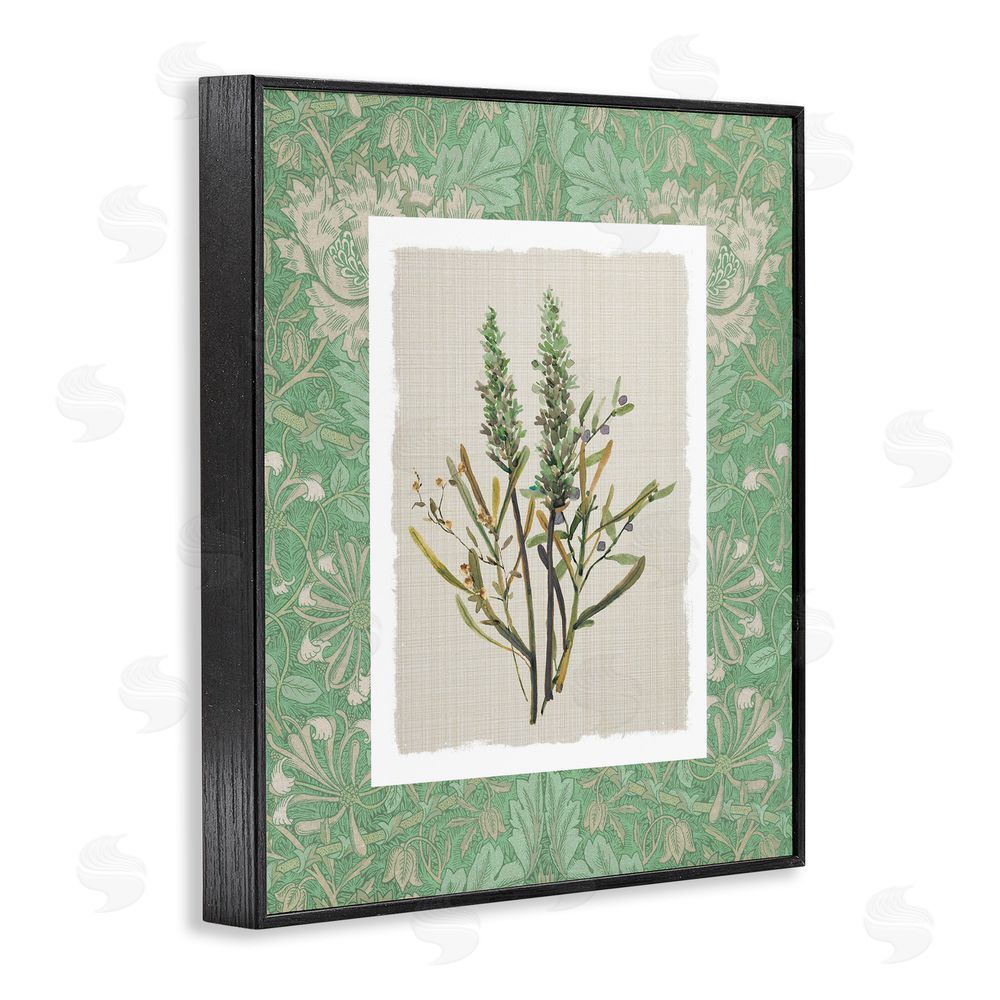 Carol Robinson Antique Foliage in Green Black Framed Giclee Wall Art Print