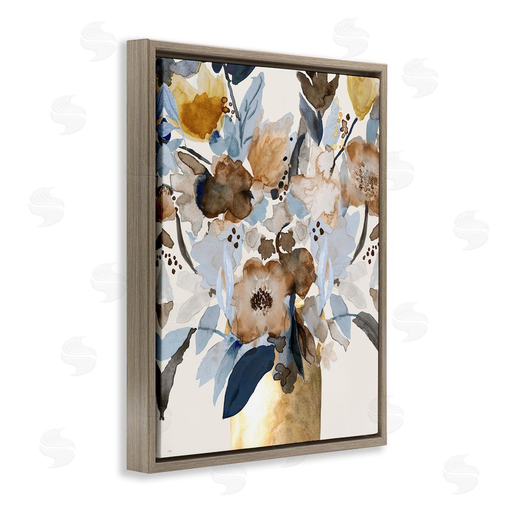 Val Rhodes Expressive Earthy Blossoms Brown Floating Frame Canvas Wall Art Print