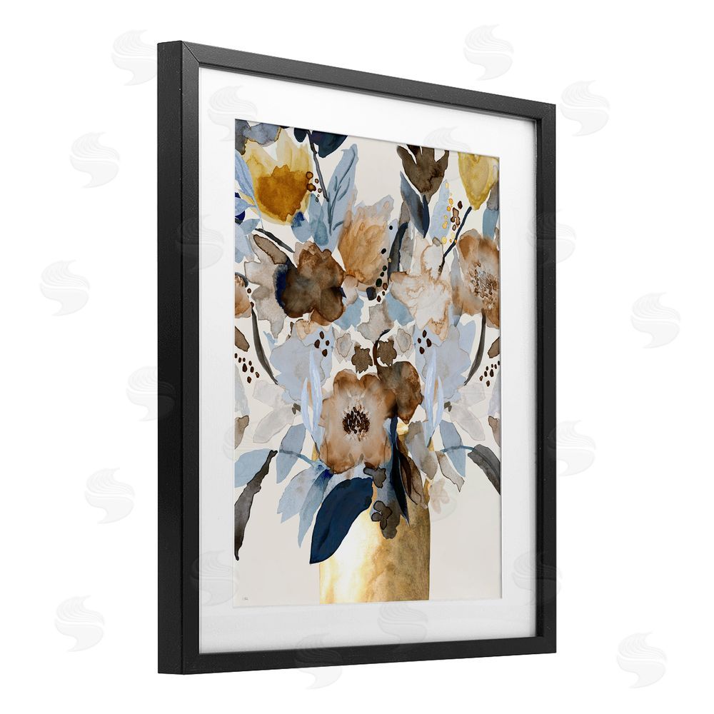 Val Rhodes Expressive Earthy Blossoms Black Framed Print Under Glass Wall Art