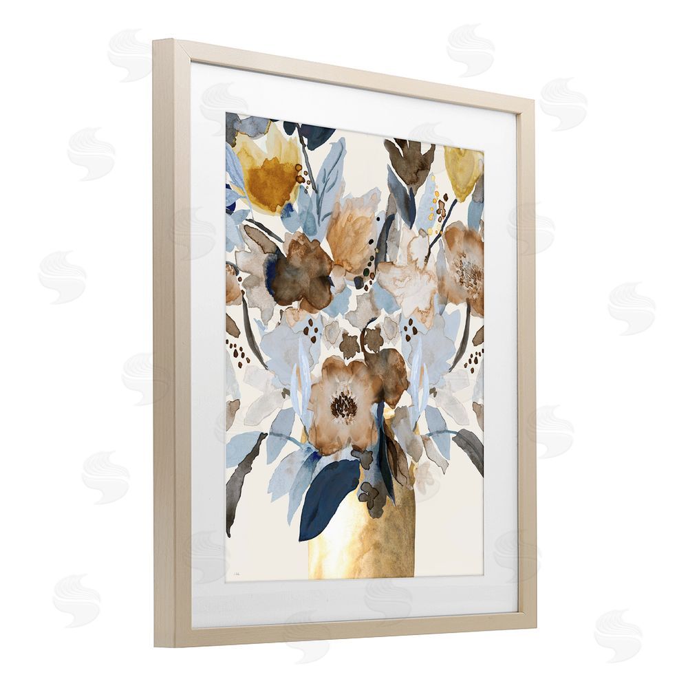 Val Rhodes Expressive Earthy Blossoms Brown Framed Print Under Glass Wall Art