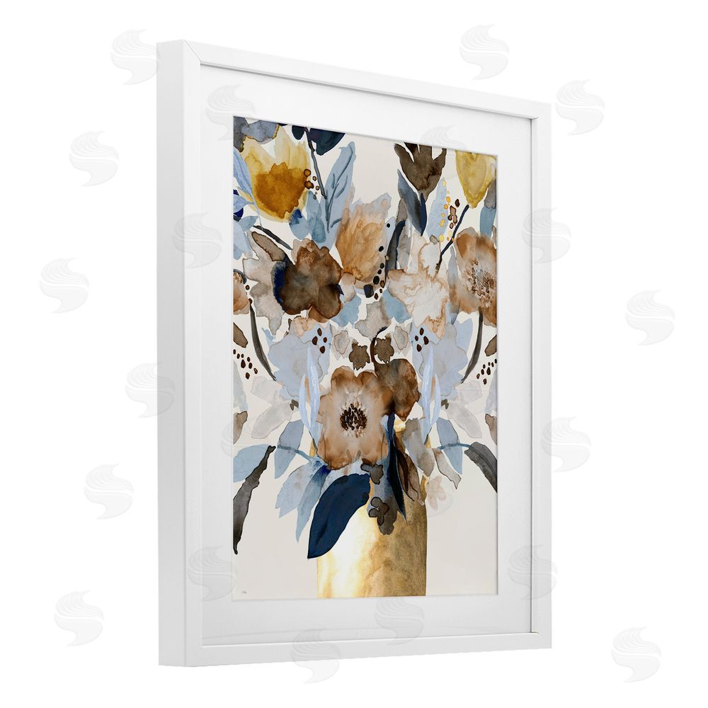 Val Rhodes Expressive Earthy Blossoms White Framed Print Under Glass Wall Art
