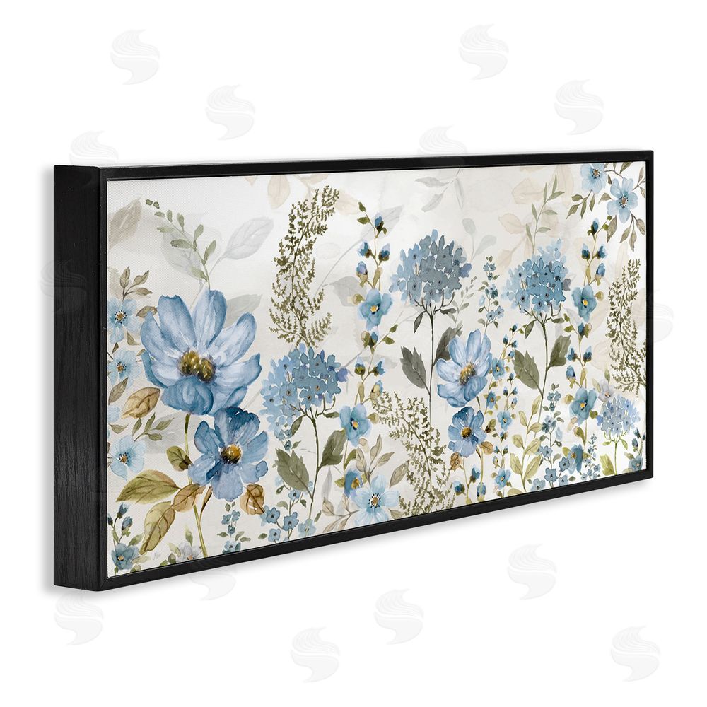 Nan Subdued Meadow Foliage Black Framed Giclee Wall Art Print