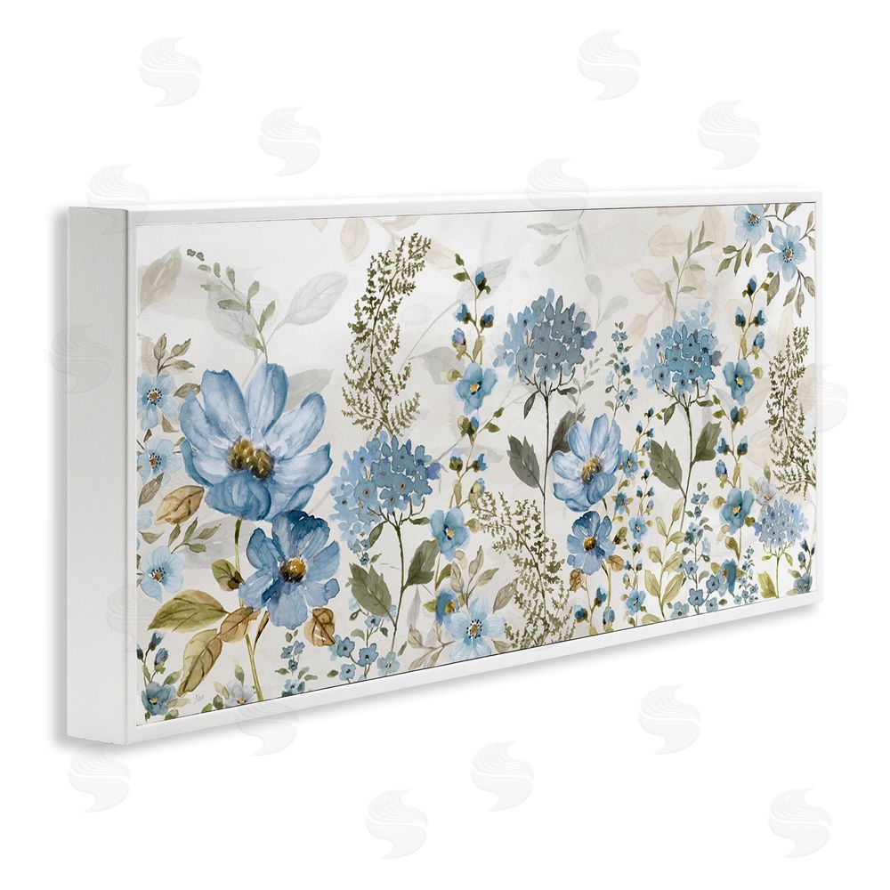 Nan Subdued Meadow Foliage White Framed Giclee Wall Art Print