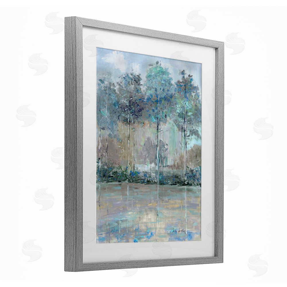 Sally Swatland Subdued Expression of Trees Gray Framed Print Under Glass Wall Art