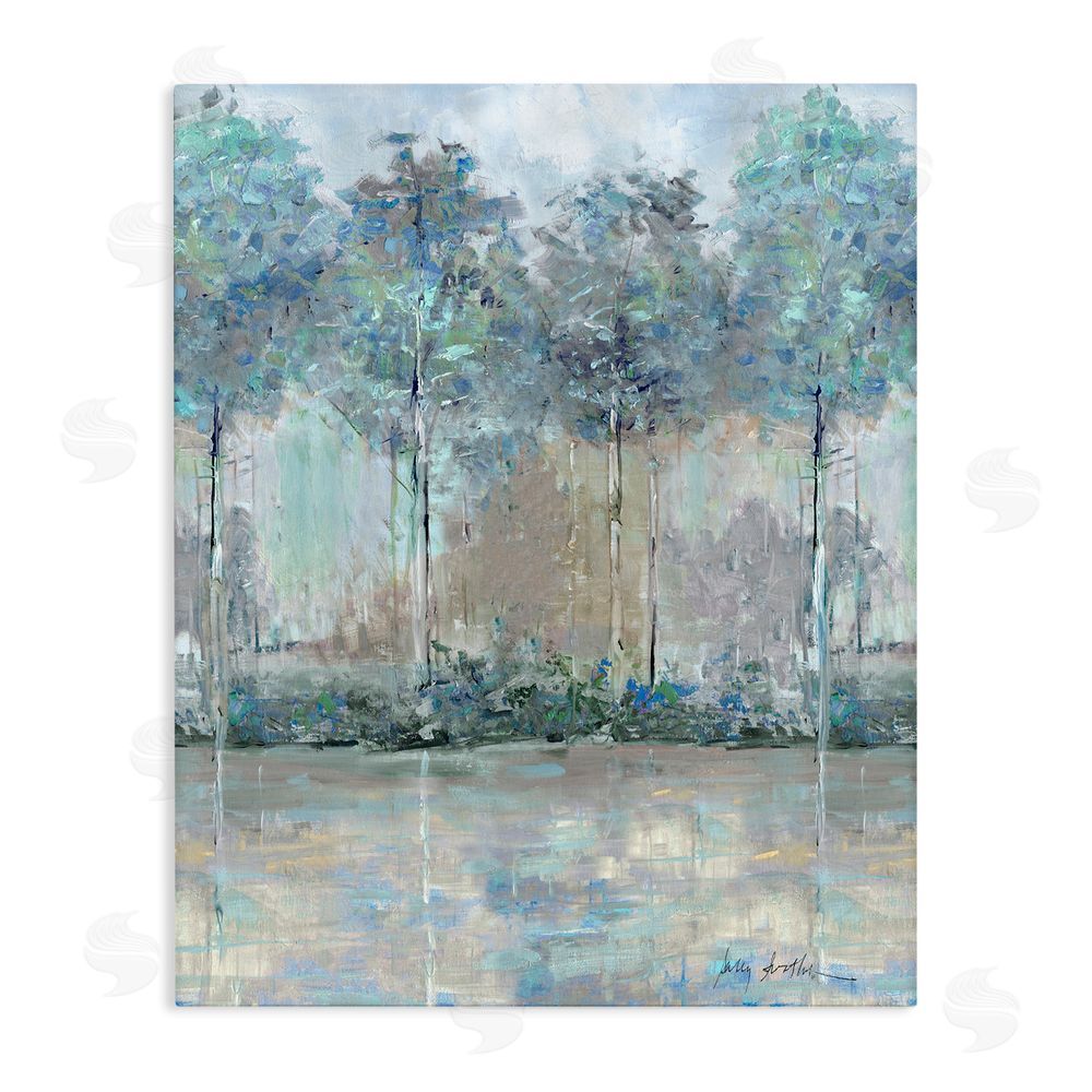 Sally Swatland Subdued Impression of Trees Stretched Canvas Wall Art Print
