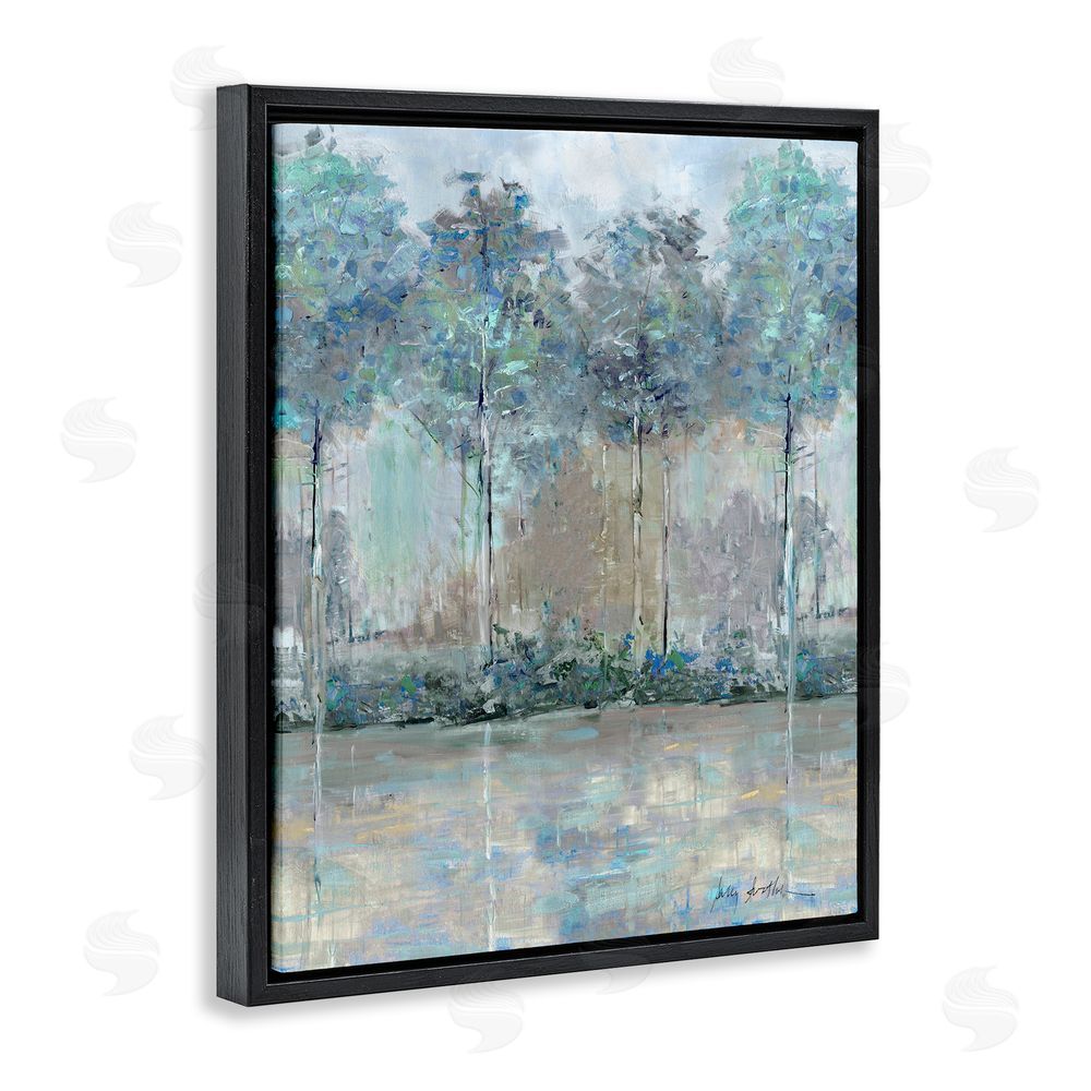 Sally Swatland Subdued Impression of Trees Black Floating Frame Canvas Wall Art Print