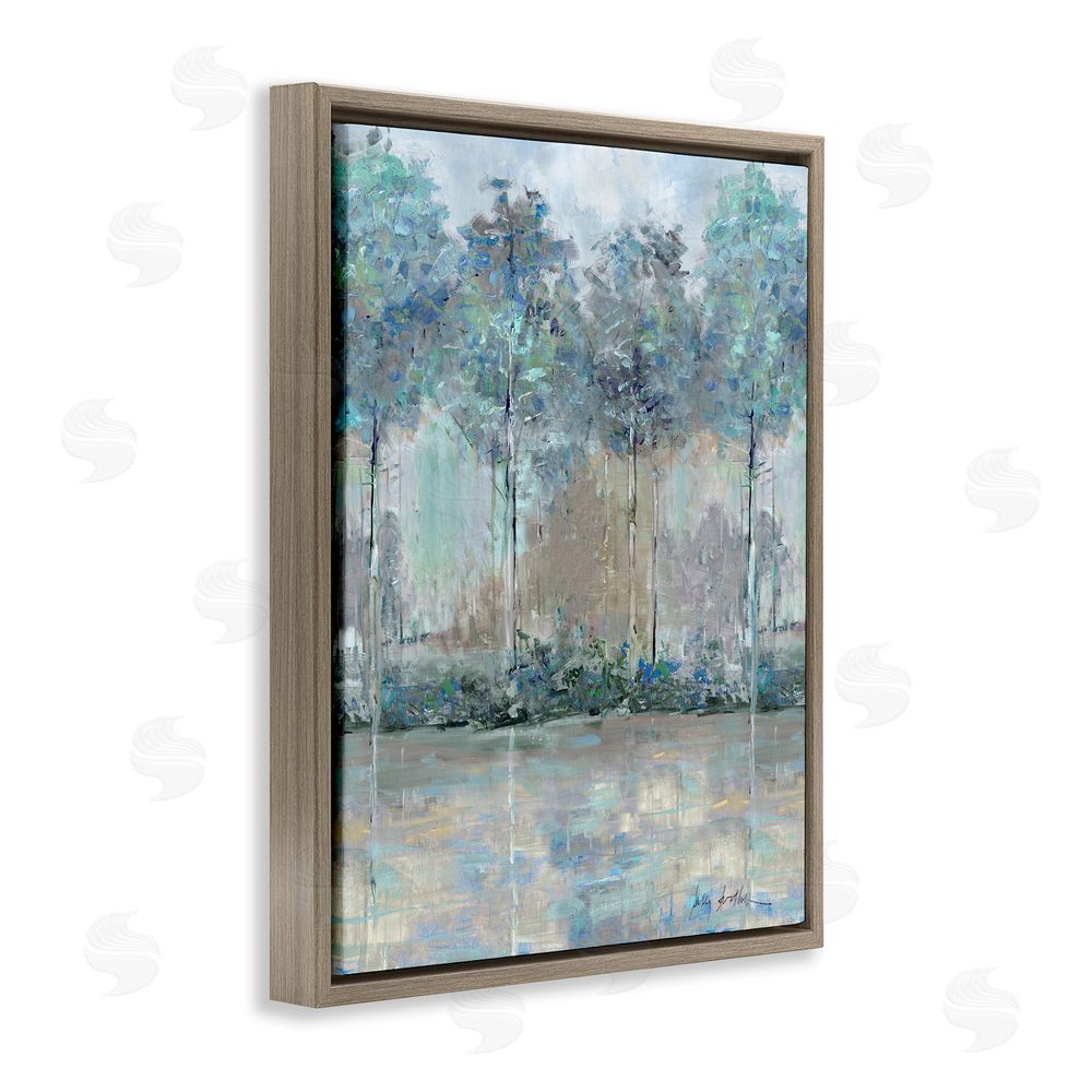 Sally Swatland Subdued Impression of Trees Brown Floating Frame Canvas Wall Art Print