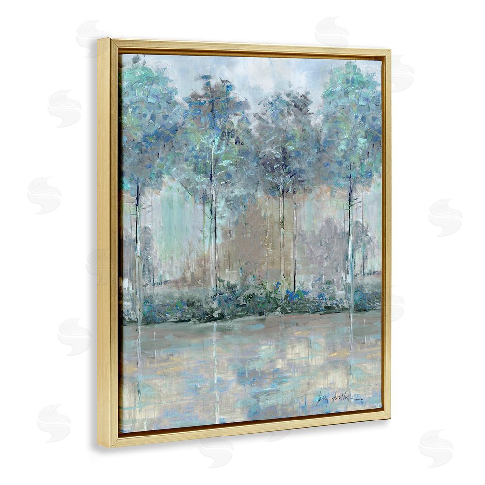 Sally Swatland Subdued Impression of Trees Gold Floating Frame Canvas Wall Art Print