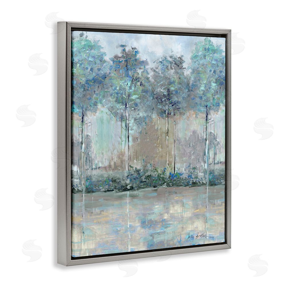 Sally Swatland Subdued Impression of Trees Gray Floating Frame Canvas Wall Art Print
