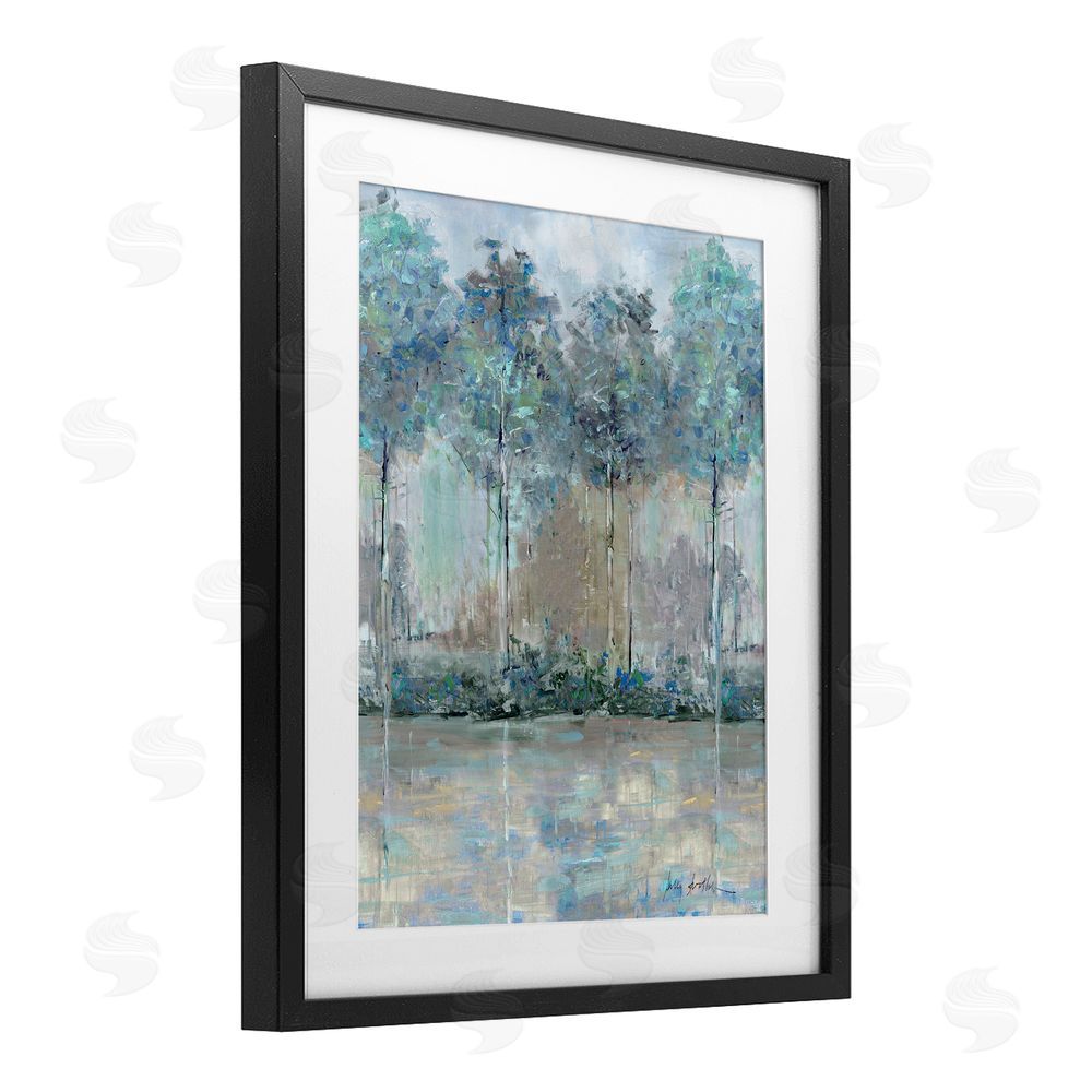 Sally Swatland Subdued Impression of Trees Black Framed Print Under Glass Wall Art