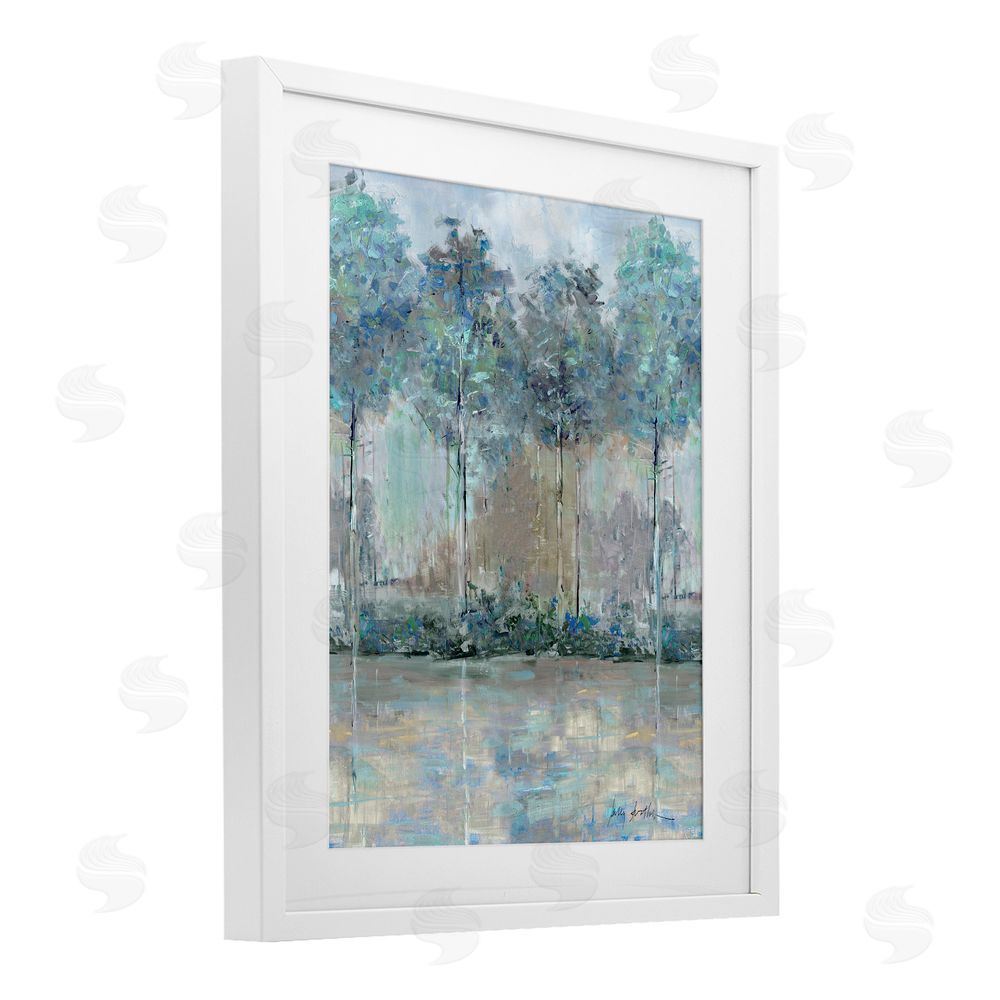 Sally Swatland Subdued Impression of Trees White Framed Print Under Glass Wall Art