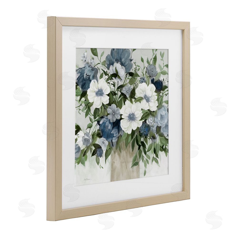 Carol Robinson White & Grey Blossoms Brown Framed Print Under Glass Wall Art