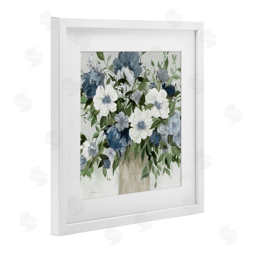 Carol Robinson White & Grey Blossoms White Framed Print Under Glass Wall Art