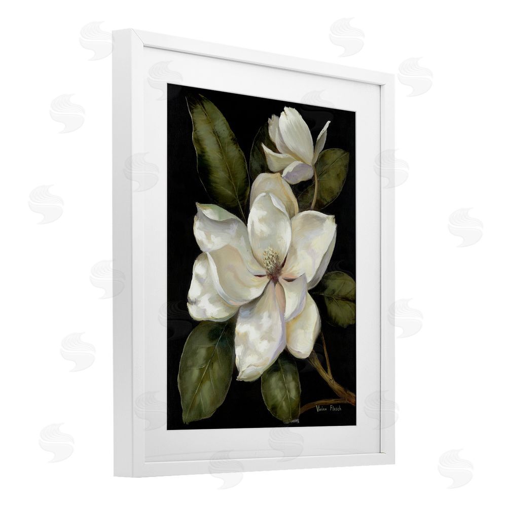 Nan Blooming Magnolia Buds White Framed Print Under Glass Wall Art