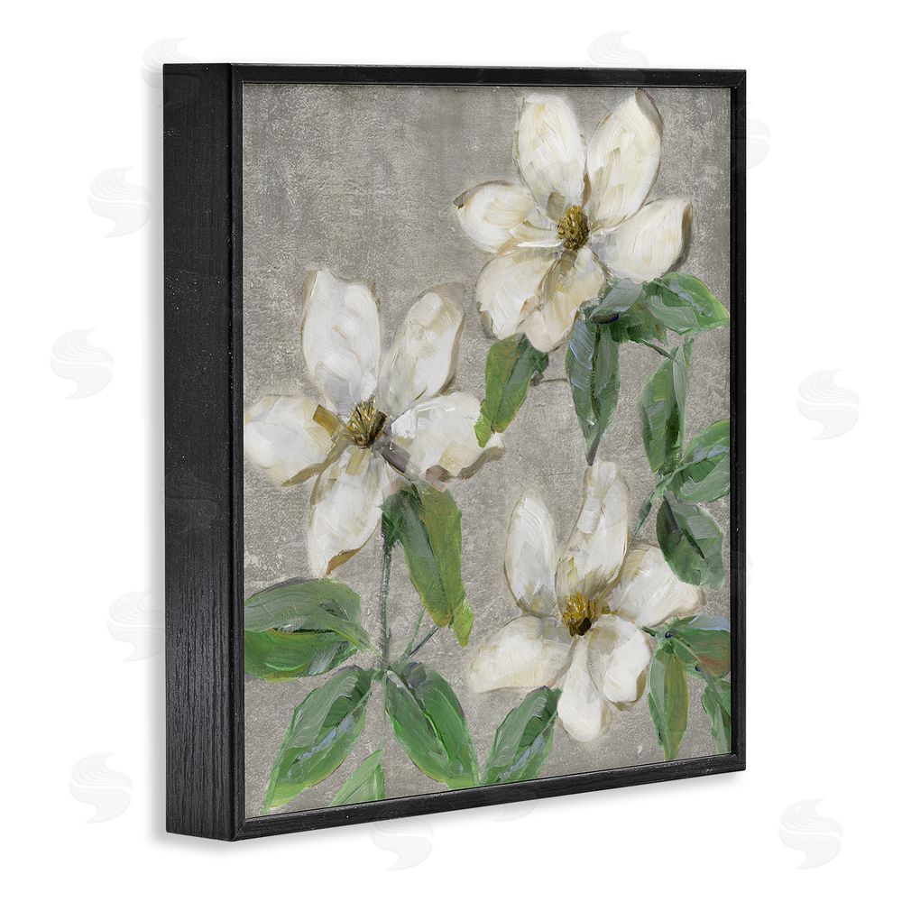 Sally Swatland Ivory Magnolia Trio Black Framed Giclee Wall Art Print