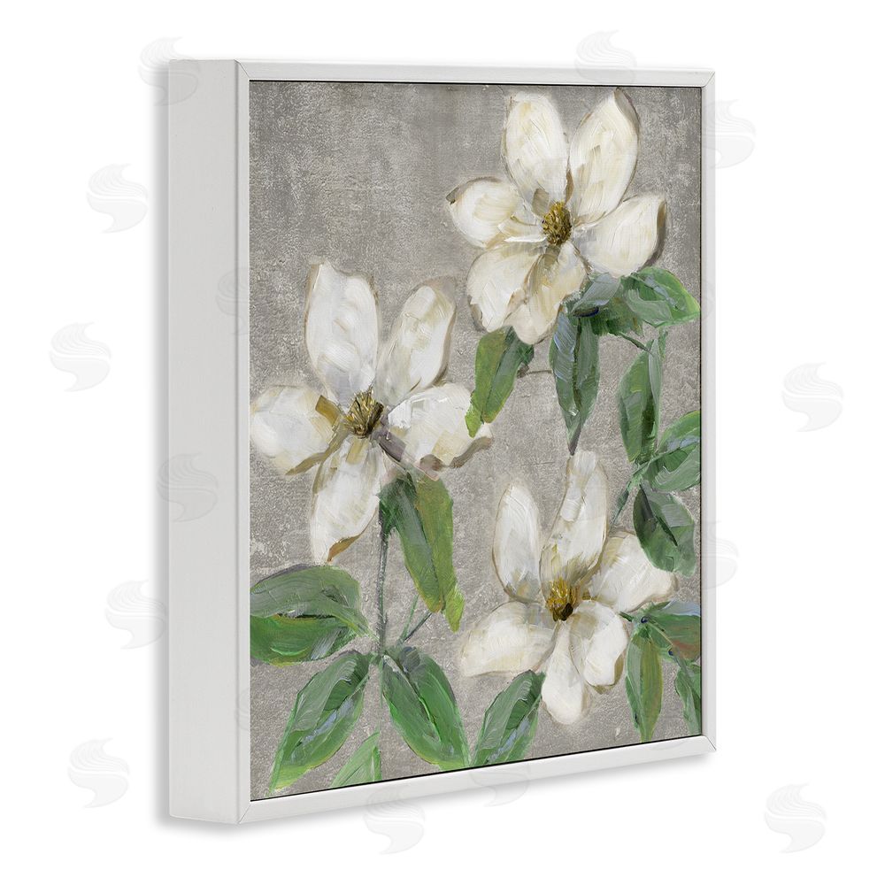 Sally Swatland Ivory Magnolia Trio White Framed Giclee Wall Art Print