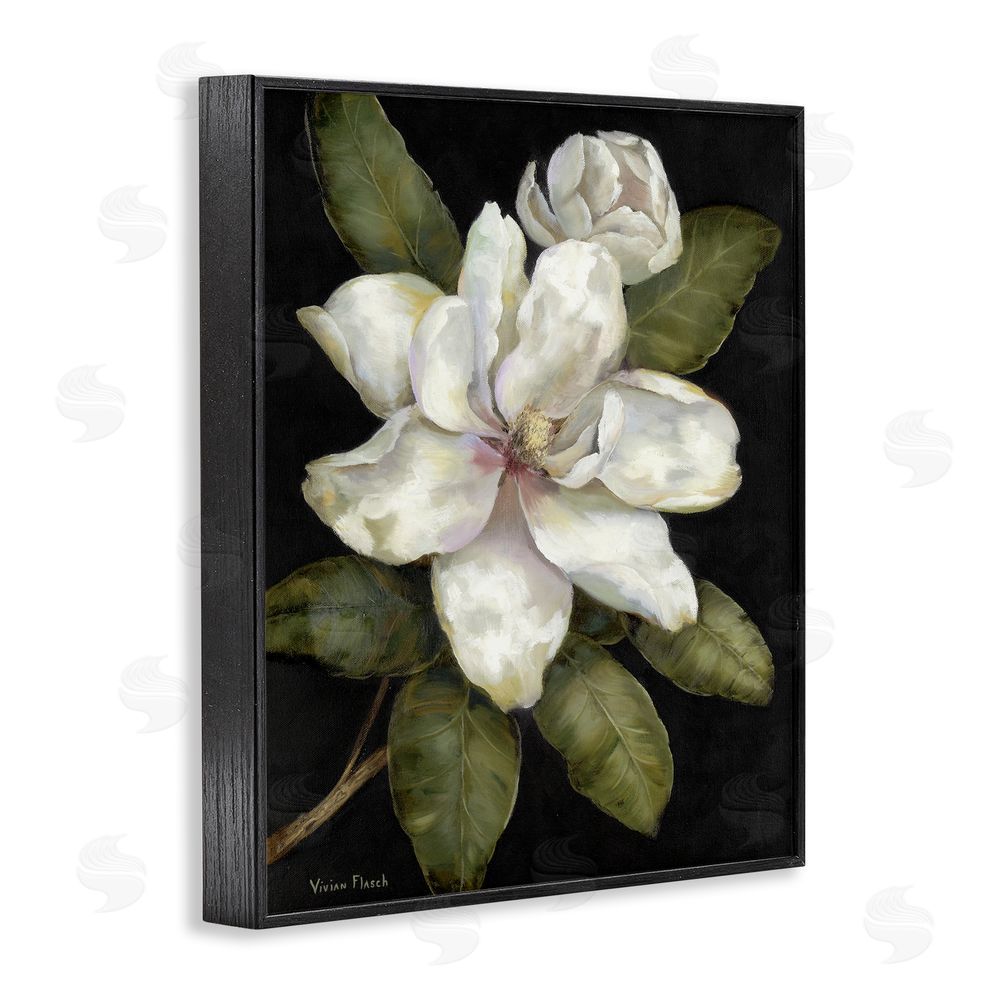 Nan Budding Magnolia Blooms Black Framed Giclee Wall Art Print