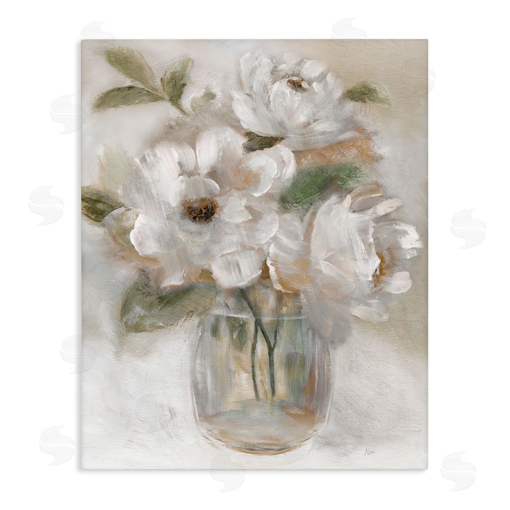 Nan Brushed Neutrals Bouquet Stretched Canvas Wall Art Print