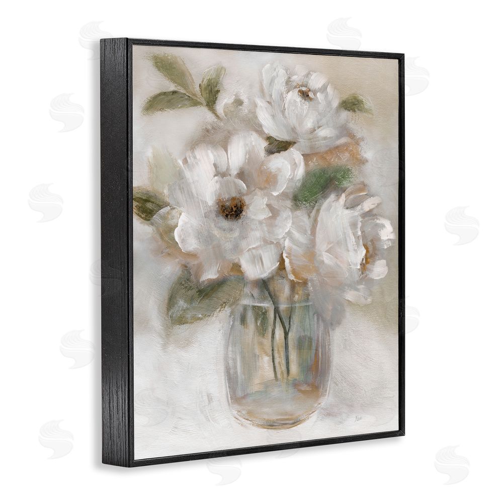 Nan Brushed Neutrals Bouquet Black Framed Giclee Wall Art Print