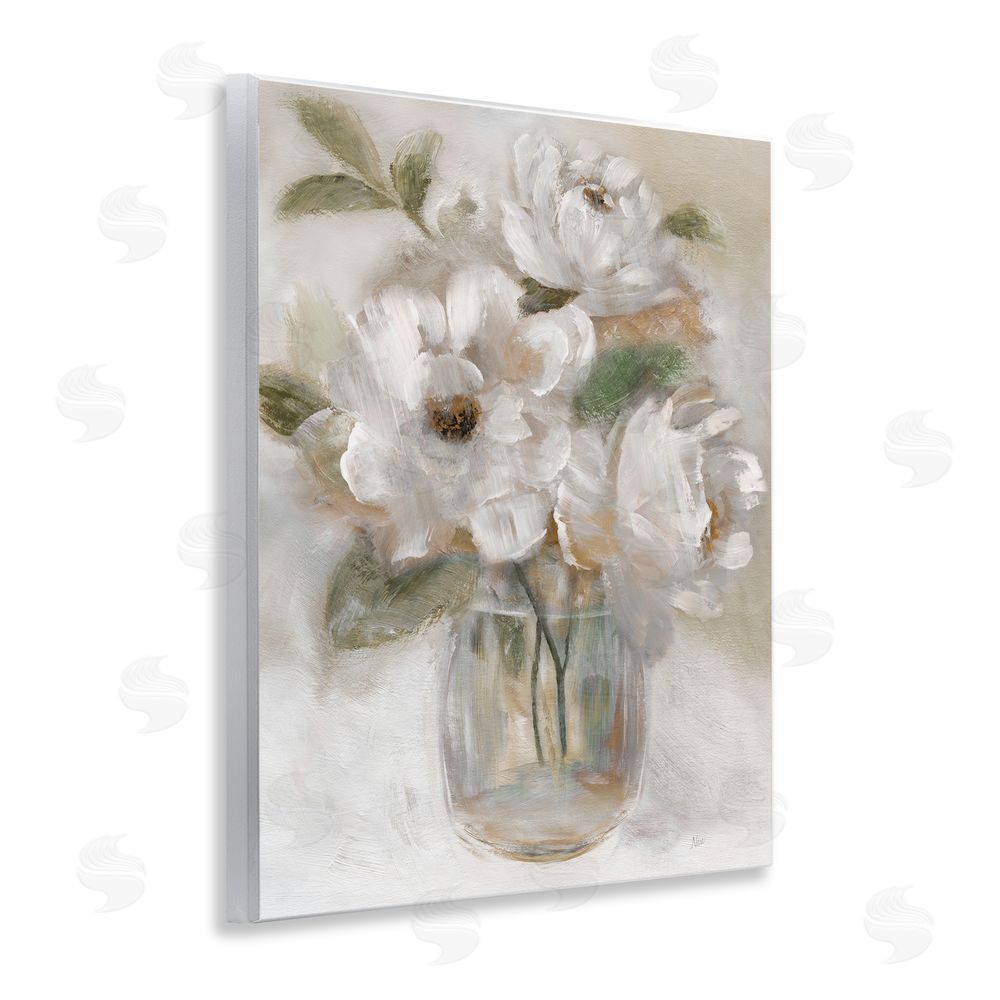Nan Brushed Neutrals Bouquet Wooden Wall Plaque Art Print