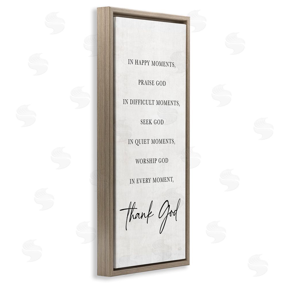 Natalie Carpentieri Every Moment Thank God Brown Floating Frame Canvas Wall Art Print