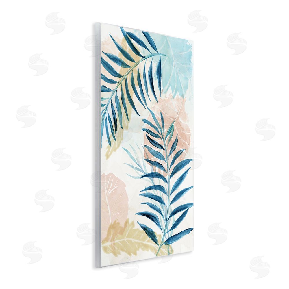 Nan Blue Palm Fronds in Pastel Haze Wooden Wall Plaque Art Print